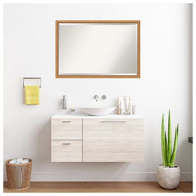 Salon Scoop Copper Beveled Wood Framed Bathroom Wall Mirror