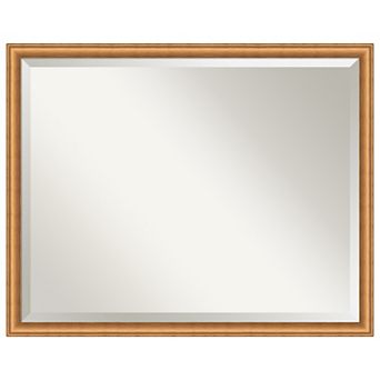 Salon Scoop Copper Beveled Wood Framed Bathroom Wall Mirror