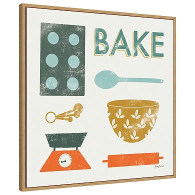 Retro Kitchen Ii Bake By Becky Thorns Framed Canvas Wall Art Print