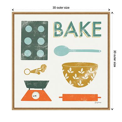 Retro Kitchen Ii Bake By Becky Thorns Framed Canvas Wall Art Print