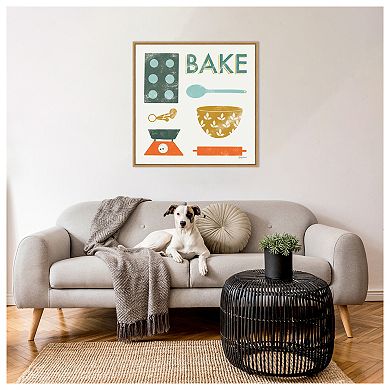 Retro Kitchen Ii Bake By Becky Thorns Framed Canvas Wall Art Print
