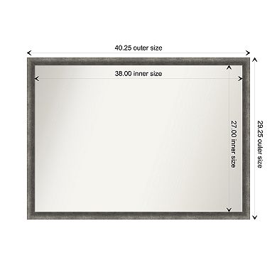 Burnished Concrete Narrow Non-beveled Wood Bathroom Wall Mirror