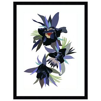 Black Imaginary Flower By Hiroyuki Izutsu Wood Framed Wall Art Print