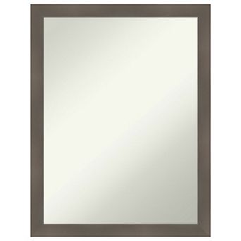Edwin Clay Grey Non-beveled Wood Bathroom Wall Mirror