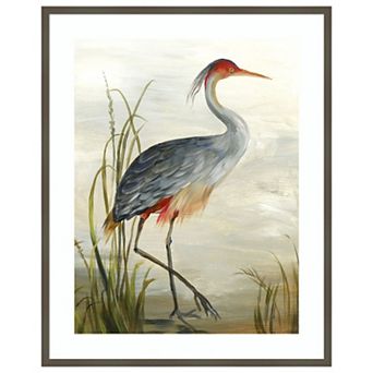 Grey Heron By Aimee Wilson Wood Framed Wall Art Print