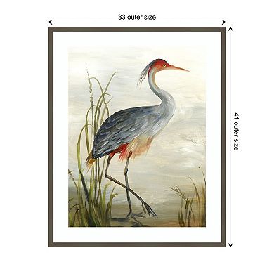 Grey Heron By Aimee Wilson Wood Framed Wall Art Print