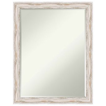 Alexandria Narrow Petite Bevel Wood Bathroom Wall Mirror