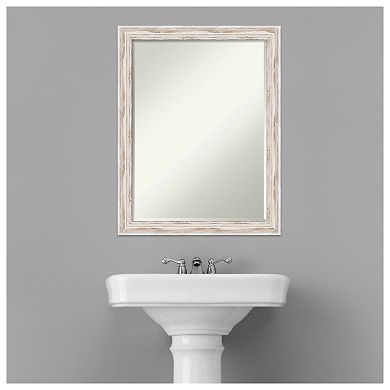Alexandria Narrow Petite Bevel Wood Bathroom Wall Mirror