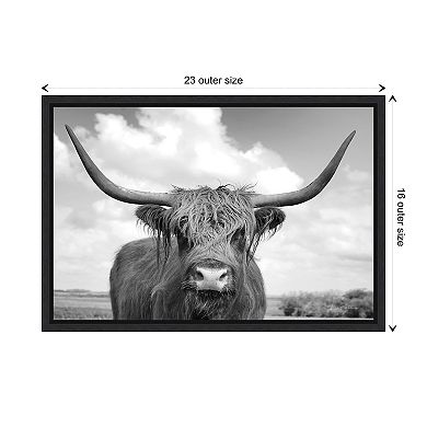 Highland Cow On The Ranch By Andre Eichman Framed Canvas Wall Art Print