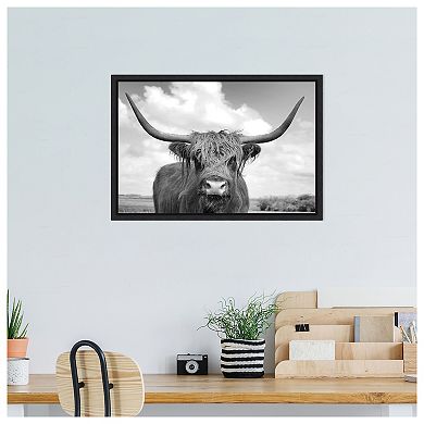 Highland Cow On The Ranch By Andre Eichman Framed Canvas Wall Art Print