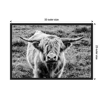 Highland Cow Staring Contest By Nathan Larson Framed Canvas Wall Art Print