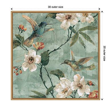 Birds Of A Feather Floral Ii By Renee Campbell Framed Canvas Wall Art Print