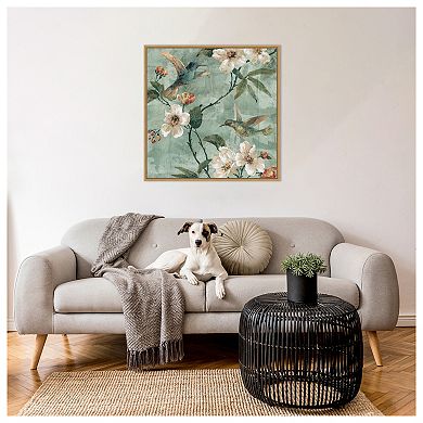 Birds Of A Feather Floral Ii By Renee Campbell Framed Canvas Wall Art Print