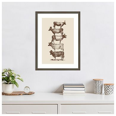 Cow Cow Nuts By Bodflorent Wood Framed Wall Art Print