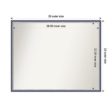Theo Blue Narrow Non-beveled Wood Bathroom Wall Mirror