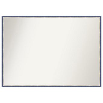 Theo Blue Narrow Non-beveled Wood Bathroom Wall Mirror