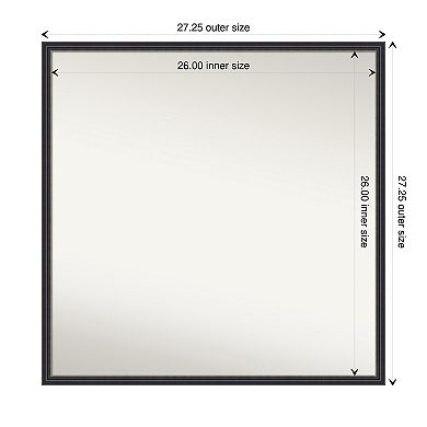 Stylish Black Narrow Non-beveled Wood Bathroom Wall Mirror