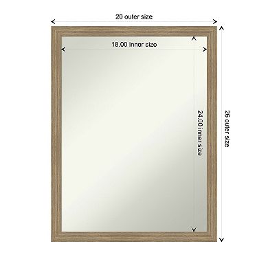 Woodgrain Stripe Mocha Non-beveled Wood Bathroom Wall Mirror