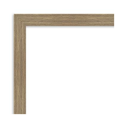 Woodgrain Stripe Mocha Non-beveled Wood Bathroom Wall Mirror