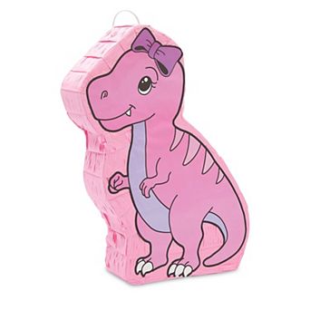 Pink Dinosaur Pinata For Girls Dino Birthday Party Decorations, 16.5 X 13.0 In