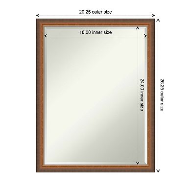 Two Tone Petite Bevel Wood Bathroom Wall Mirror