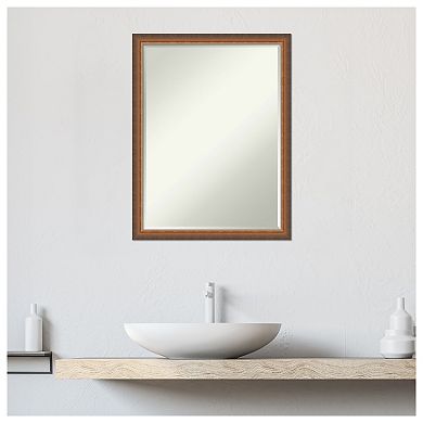 Two Tone Petite Bevel Wood Bathroom Wall Mirror