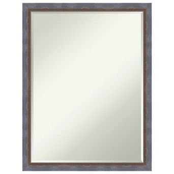 Two Tone Petite Bevel Wood Bathroom Wall Mirror