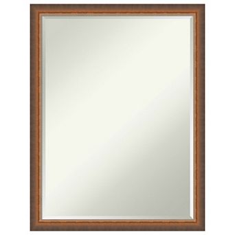 Two Tone Petite Bevel Wood Bathroom Wall Mirror