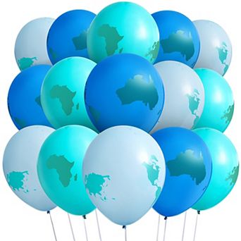 50 Pack World Balloons, Earth Day Decorations For Around The World Party, 12 in