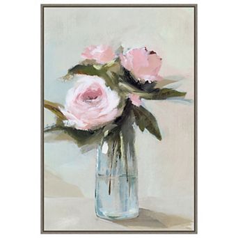 Peony Blossoms In A Vase I By Isabelle Z Framed Canvas Wall Art Print