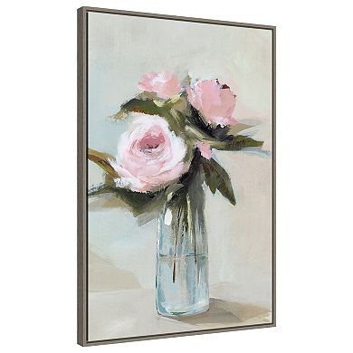 Peony Blossoms In A Vase I By Isabelle Z Framed Canvas Wall Art Print