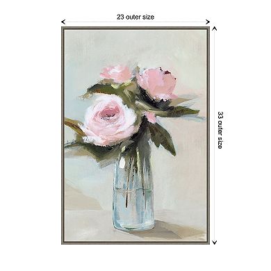 Peony Blossoms In A Vase I By Isabelle Z Framed Canvas Wall Art Print