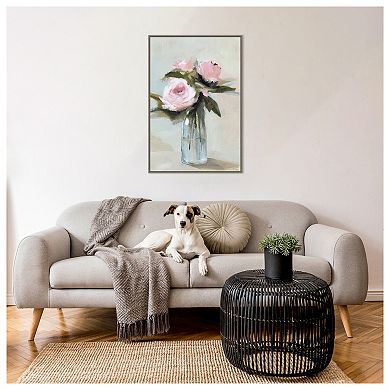 Peony Blossoms In A Vase I By Isabelle Z Framed Canvas Wall Art Print