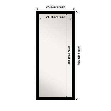 Brushed Black Non Beveled Full Length Floor Leaner Mirror