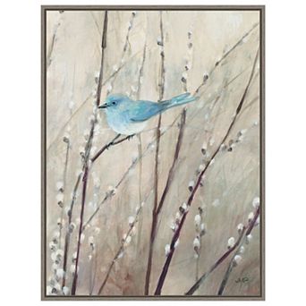 Pretty Birds Neutral V By Julia Purinton Framed Canvas Wall Art Print