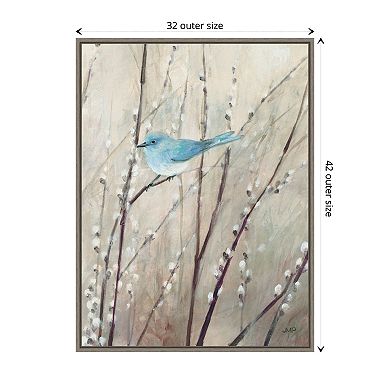 Pretty Birds Neutral V By Julia Purinton Framed Canvas Wall Art Print