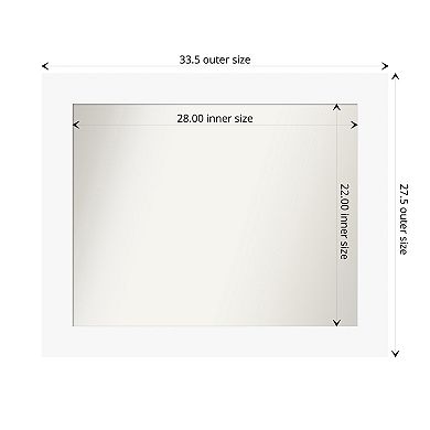 Basic White Non-beveled Wood Bathroom Wall Mirror