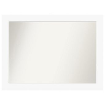 Basic White Non-beveled Wood Bathroom Wall Mirror