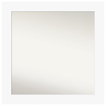 Basic White Non-beveled Wood Bathroom Wall Mirror