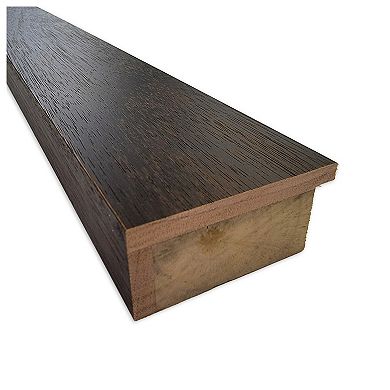 Warm Walnut Non-beveled Wood Bathroom Wall Mirror