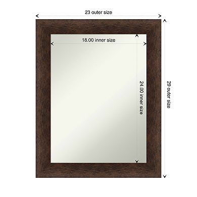 Warm Walnut Non-beveled Wood Bathroom Wall Mirror