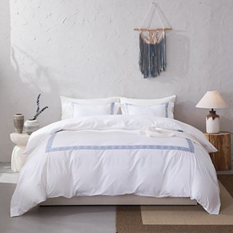 Classic Geo Embroidered Cotton Duvet Cover Set