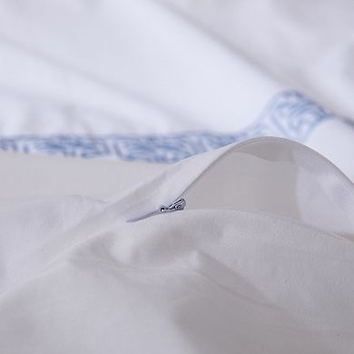 Classic Geo Embroidered Cotton Duvet Cover Set