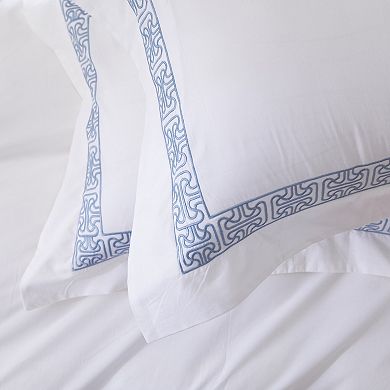 Classic Geo Embroidered Cotton Duvet Cover Set