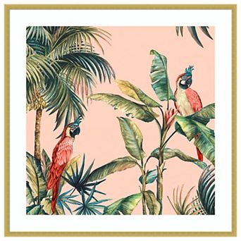 Tropicano Ii (parrot In Palm) By Eva Watts Wood Framed Wall Art Print