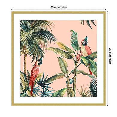 Tropicano Ii (parrot In Palm) By Eva Watts Wood Framed Wall Art Print