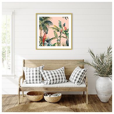 Tropicano Ii (parrot In Palm) By Eva Watts Wood Framed Wall Art Print