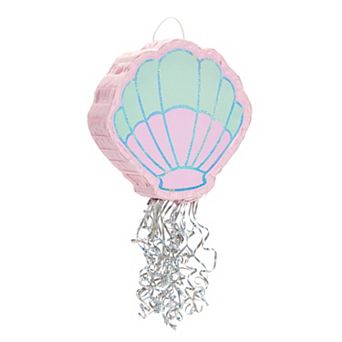 Seashell Pull String Pinata For Mermaid Birthday Party Supplies, 14 X 13 X 3 in