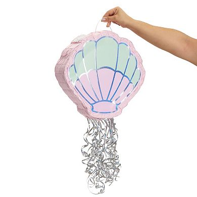 Seashell Pull String Pinata For Mermaid Birthday Party Supplies, 14 X 13 X 3 In