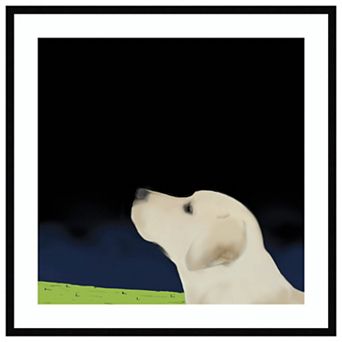 Yellow Dog Profile By Marjorie Weiss Wood Framed Wall Art Print